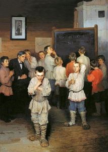 Rechenunterricht in einer russischen Schule auf Gemlde